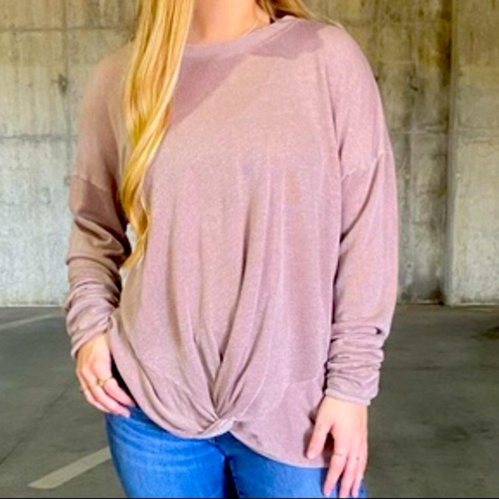 Tina + Jo Front Knot Pullover Sweatshirt Large